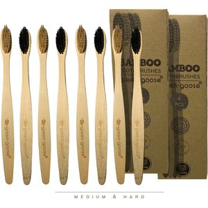 green-goose® Bamboe Tandenborstels | 8 Stuks | Medium & Hard | Duurzaam en Voordelig