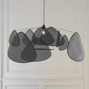 MARKET SET hanglamp Screen XL, 60 cm, zwart, rotan