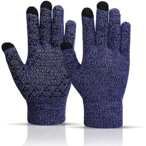 BABIIE Winter Thicken Gebreide Handschoenen Outdoor Thermische Rijwanten Pols Handschoenen Mannen Vissen Wanten - Donkerblauw
