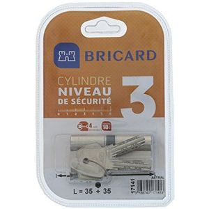 BRICARD 17141 cilinder Astral 2, 9 messing vernikkeld 10 zuigers, 2 ingangen 35 + 35, beschermers tegen het boren, en lockpicking. Persoonlijke kaart