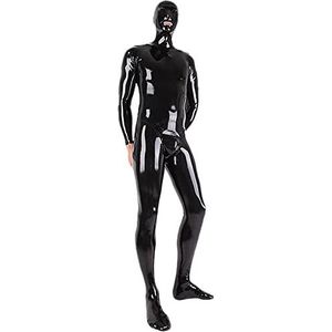 Sexy Zwarte Full Body Latex Bodysuit Mannen Fetish Rubber Zentai Catsuit 3d Kruis met Masker en Sokken