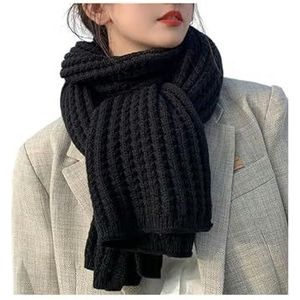 Women'S Scarves Scarves For Women Men In Autumn And Winter Thickened Thermal Knitted Scarf Unisex Scarf Long Size Warmer Scarves-Black