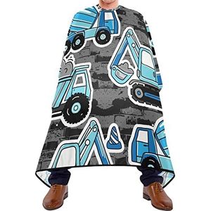 Kapper Cape 140x168cm, Blauwe Truck Graafmachine Kappers Cape Verstelbare Haar Cut Cape Zachte Kappers Schort, Voor Volwassenen, Kappers, Vrouw