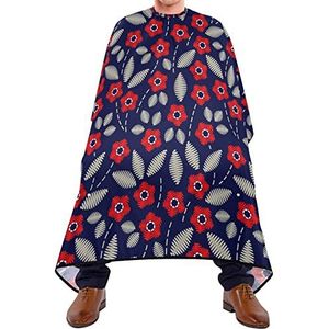 Kapper Cape 140x168cm, Boheemse bloem wilde bloemen rood haar gesneden cape grote kappersschort met kliksluiting of haak kappersjurk, voor kapperszaken, salon, mannen