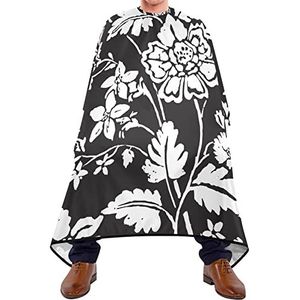Haarknipschort 140 x 168 cm, Hawaiiaanse zwarte bloem kappersjurk, zacht haar snijjurk, verstelbare haarsnit cape, voor kinderen, volwassenen, kappers