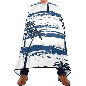 Haarknipschort 140 x 168 cm, Hawaiiaanse palmbomen professionele kappersmantel met kliksluiting of haak kappersschort, voor haarstyling, salon, mannen