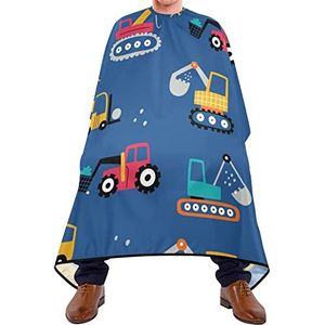 Haarsnijschort 140 x 168 cm, schattige vrachtwagen graafmachine professionele salon cape zachte kappers cape duurzame haarsnijjurk, voor kapperszaken, salon, volwassenen