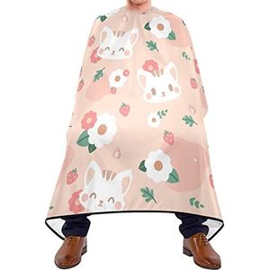 Haarknipschort 140 x 168 cm, kat aardbei bloem kappers snijjurk unisex kappersschort waterdichte professionele kapperscape voor salon, kappers, kinderen