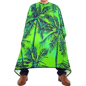Haarknipschort 140 x 168 cm, Hawaiiaanse palmboom, groene kappers, cape, waterdichte haarstylingcape, uniseks kappersschort, voor het verven van styling, haarstyling, salon