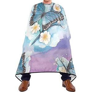 Kapper Cape 140x168cm, Vlinder Bloem Aquarel Kappers Schort Verstelbare Salon Kapper Cape Grote Kappers Cape, Voor Volwassenen, Salon, Haar Styling