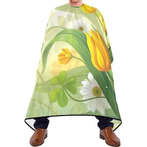 Haar knippen schort 140x168cm, verse gele tulpen kappers snijjurk duurzame kappers cape grote salon kapper cape, voor volwassenen, verven styling, kapperszaken