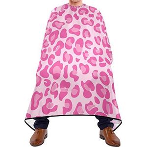Haarknipschort 140 x 168 cm, roze luipaardprint kappers cape grote kappersschort met kliksluiting of haak haarknipjurk, voor volwassenen, haarstyling, mannen