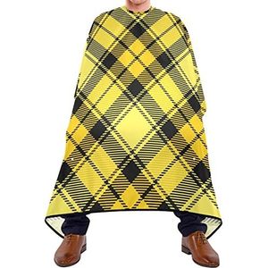 Haar knippen schort 140x168cm, geel en zwart tartan geruite kappers snijjurk grote haarsnit cape met kliksluiting of haak haarstyling cape, voor salon, volwassenen, kapperszaken