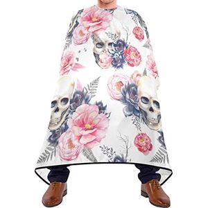 Haar knippen schort 140x168cm, Mexicaanse suiker schedel roos kappers cape unisex salon kapper cape waterdichte professionele salon cape, voor salon, kappers, kapperszaken