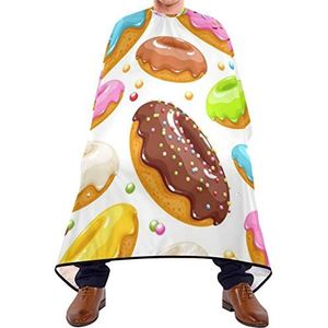 Haarknipschort 140x168cm, kleurrijke donuts professionele salon cape grote kappers snijjurk met kliksluiting of haak kappers cape, voor haarstyling, kapperszaken, volwassenen