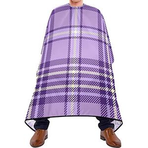 Haar knippen schort 140 x 168 cm, paars vierkant geruit haar gesneden cape unisex kappers snijjurk groot haar snijden jurk, voor mannen, salon, volwassenen