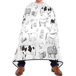 Haarknipschort 140x168cm, Boerderijdieren Professionele Salon Cape Zacht Haar Knipjurk Unisex Kappersjurk, Voor Kapperszaken, Haar Styling, Verven Styling