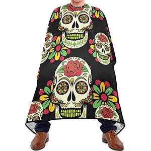 Haar Snijden Schort 140x168cm, Mexicaanse Schedel Bloem Kappers Cape Grote Kappers Schort Waterdichte Haar Snijden Toga, Voor Kinderen, Vrouw, Salon