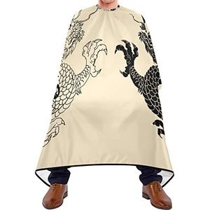Haarknipschort 140 x 168 cm, oosterse draken, salon, kapper, cape, grote professionele kappersjurk, zachte kappersjurk, voor volwassenen, vrouwen, mannen