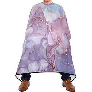 Haarknipschort 140 x 168 cm, blauw paars marmeren textuur haarstyling cape met kliksluiting of haak professionele salon cape grote kappersjurk, voor salon, volwassenen, kinderen
