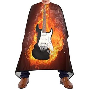 Haar Snijden Schort 140x168cm, Elektrische Gitaar In Vuur Vlammen Salon Kapper Cape Grote Professionele Salon Cape Unisex Haarstyling Cape, Voor Salon, Kappers, Kapper