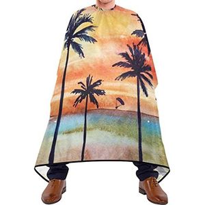 Haarknipschort 140 x 168 cm, tropische kustpalm, haarsnit cape, zachte kappersschort, verstelbare kappers, cape, voor haarstyling, salon, kinderen