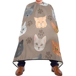 Kapper Cape 140 x 168 cm, schattige katten gezicht salon kapper cape met kliksluiting of haak kappersschort zacht haar gesneden cape, voor kappers, volwassenen, salon