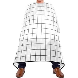 Kapper Cape 140x168cm, White Grid Kappers Cape Verstelbare Haar Knipjurk Met Druksluiting Of Haak Haar Gesneden Cape, Voor Haar Styling, Kapperszaken, Mannen