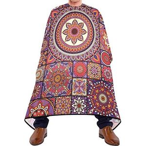 Kapper Cape 140x168cm, roze mandala inheemse kappersjurk, zachte kappersschort, verstelbare professionele saloncape, voor salon, volwassenen, kapperszaak