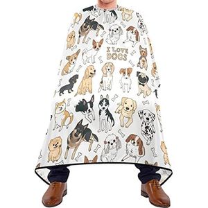 Haarknipschort 140x168 cm, hondenpatroon kappers cape grote salon kapper cape zacht haar snijjurk, voor vrouwen, kinderen, volwassenen