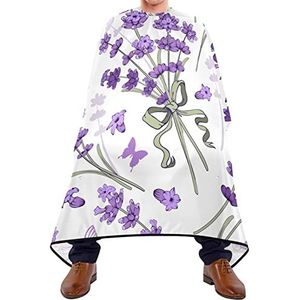 Haarknipschort 140 x 168 cm, paarse lavendel bloemen kappers snijjurk duurzame haarstyling cape grote haarsnit cape, voor kappers, kapperszaken, kinderen
