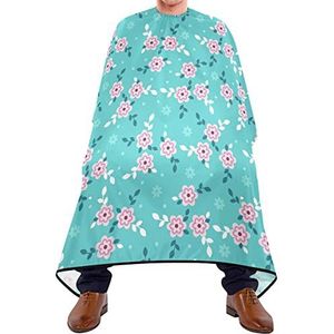 Haarknipschort 140 x 168 cm, schattige roze bloemen en bladeren, kappersjurk, grote kappersjurk, duurzame kappercape, voor kapperszaken, volwassenen, kinderen