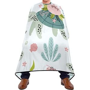 Haar knippen schort 140 x 168 cm, schattige zeeschildpad haar snijjurk grote salon kapper cape met kliksluiting of haak kappers snijjurk, voor vrouw, mannen, kappers