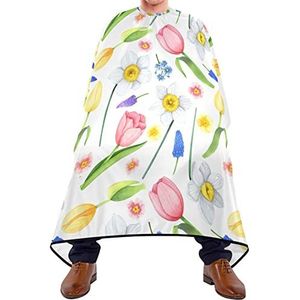 Haarknipschort 140x168cm, Aquarel Bloemen Haar Cut Cape Zachte Salon Kapper Cape Verstelbare Kappersschort, Voor Kappers, Haar Styling, Kapperszaken