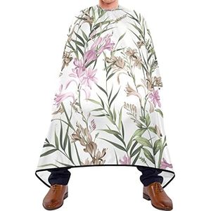Haarknipschort 140 x 168 cm, bladeren en bloemen kappersjurk duurzame kappersmantel verstelbare professionele saloncape, voor haarstyling, volwassenen, mannen