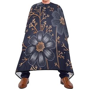 Haarknipschort 140 x 168 cm, donker bloemenpatroon kappers snijjurk zachte professionele saloncape unisex haarsnit cape, voor haarstyling, verven styling, mannen