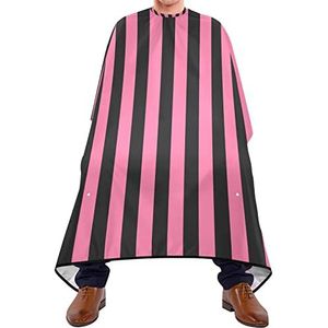 Haar snijden schort 140x168cm, roze zwarte strepen haarsnit cape met kliksluiting of haak salon kapper cape waterdichte haarstyling cape, voor mannen, volwassenen, vrouw
