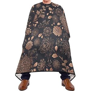 Kapper Cape 140x168cm, Bloemen Goud Zwart Haar Styling Cape Duurzame Kappers Cape Grote Kappers Snijjurk, Voor Haar Styling, Salon, Mannen