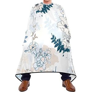 Haarknipschort 140 x 168 cm, elegante witte bloemen, professionele saloncape, uniseks, kappers, snijjurk, zacht haar, styling cape, voor kappers, kinderen