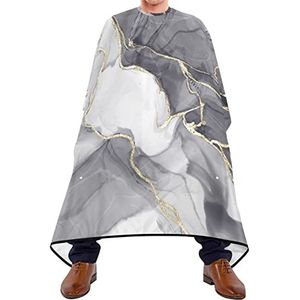 Haarknipschort 140 x 168 cm, grijs abstract marmeren kappers cape grote kappersschort met kliksluiting of haak professionele saloncape, voor kapperszaken, haarstyling, kinderen