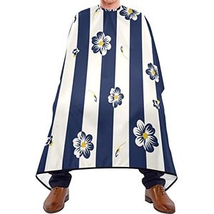 Kapper Cape 140x168cm, marineblauw gestreepte bloem kappersschort grote haarsnit cape met kliksluiting of haak professionele saloncape, voor vrouwen, salon, kappers