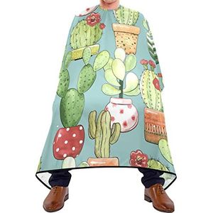 Haarknipschort 140 x 168 cm, vintage cactussen kappersschort, waterdichte kapperscape met kliksluiting of haak, haarknipjurk, voor kapperszaken, volwassenen, salon