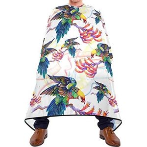 Haarknipschort 140 x 168 cm, heldere vogels, kappersjurk, uniseks haarknipjurk, grote kapperscape, voor volwassenen, haarstyling, mannen