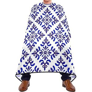 Haarknipschort 140 x 168 cm, blauw wit keramische kapperjurk duurzame professionele kapperscape unisex kappers cape, voor het verven styling, haarstyling, mannen