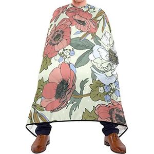 Kapper Cape 140x168cm, pioenrozen patroon professionele salon cape grote salon kapper cape met kliksluiting of haak kappersschort, voor haarstyling, volwassenen, vrouw