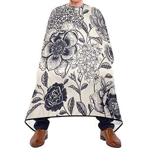 Haar knippen schort 140x168cm, Vintage Bloemen Rozen Haar Snijden Jurk Waterdichte Kappers Snijden Jurk Unisex Haar Styling Cape, Voor Vrouw, Haar Styling, Salon