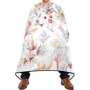 Haarknipschort 140 x 168 cm, roze bloemen madeliefjes kappers kappersjurk verstelbare kappers cape met kliksluiting of haak kappersschort, voor mannen, verven styling, kinderen