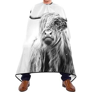 Haarknipschort 140 x 168 cm, Highland Cow Salon Kapper Cape met kliksluiting of haak kappersjurk, duurzame haarknipjurk, voor haarstyling, kapperszaken, mannen