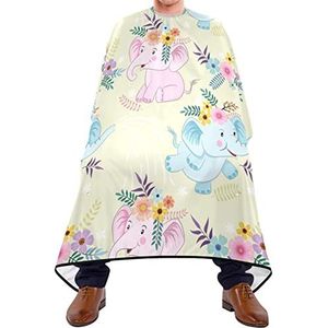Haarknipschort 140 x 168 cm, olifant bloemen kappers cape verstelbare kappersjurk unisex haarstyling cape, voor verven styling, kinderen, haarstyling