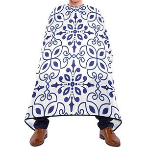 Haarknipschort 140x168cm, Blauw Wit Bloem Keramische Professionele Salon Cape Zachte Kappersjurk Verstelbare Haar Snijden Toga, Voor Salon, Haar Styling, Kinderen